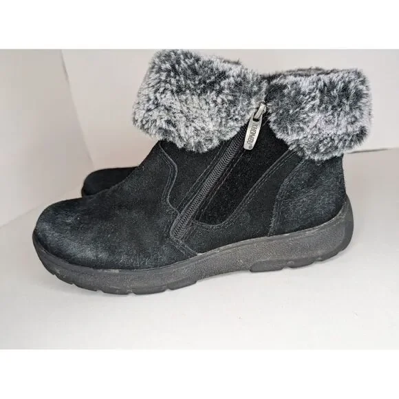 Khombu Jessica Women's Faux Fur Lined Suede Ankle Boots in Black Size 98 - Picture 3 of 8
